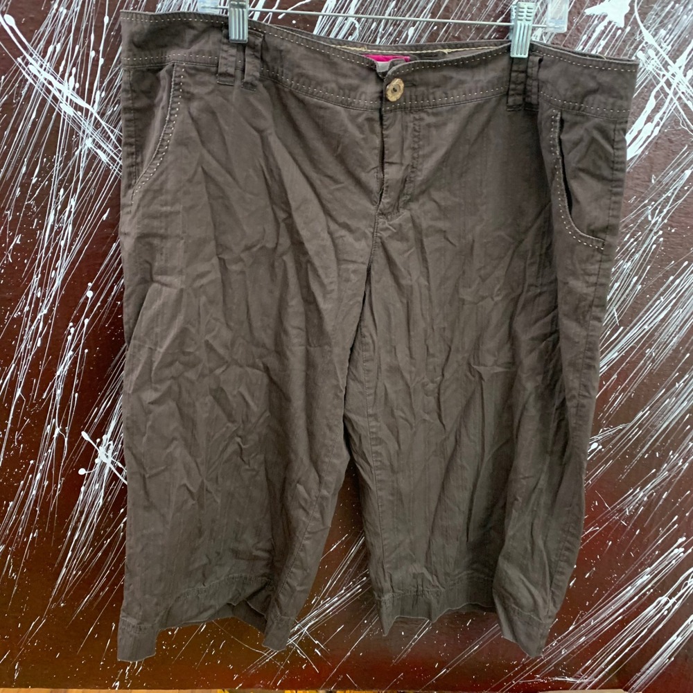 Maurices Womens Brown Textured Cotton Capri Pants Size 20 Casual Crop Trousers